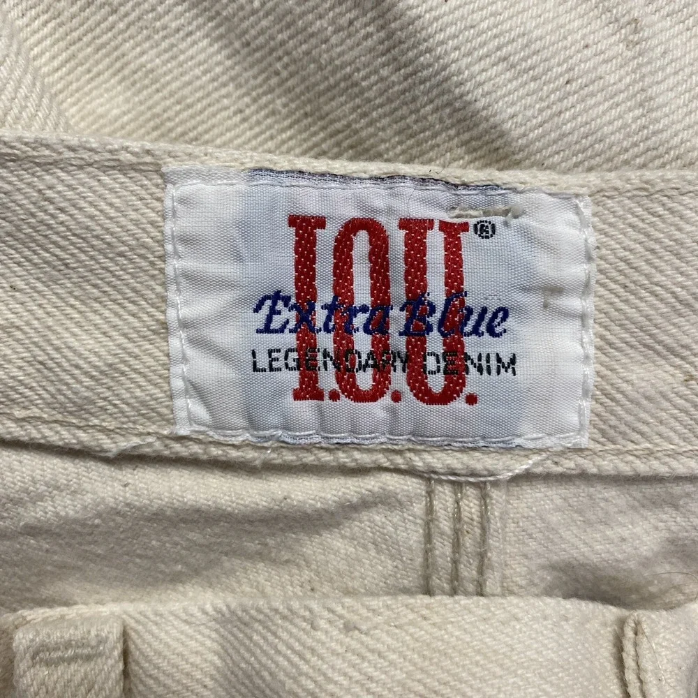 VTG IOU Shorts Men 40 Cream Denim Carpenter Loose Baggy Hip Hop Skater Beachy